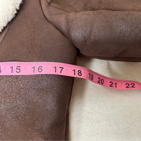 Abercrombie and Fitch Faux suede Brown cozy lined bomber jacket size s - Picture 7 of 9